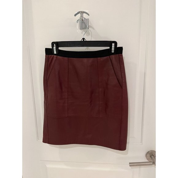 Sandro Burgundy Leather Pencil Skirt small to medium - Picture 2 of 10